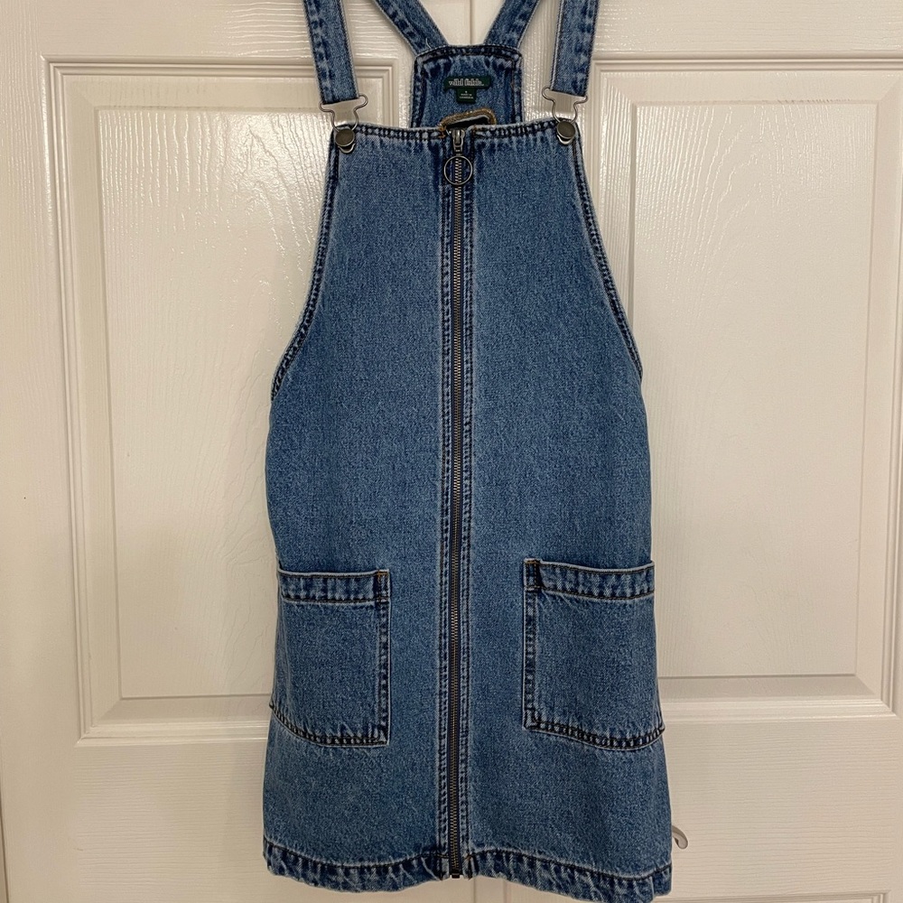 Denim zip up jumper dress